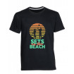 T-shirt with Volleyball Logo Sets on the Beach (Black)-VHST9