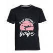 T-shirt with Volleyball Logo Beach Volleyball Babe (Black)-VHST7
